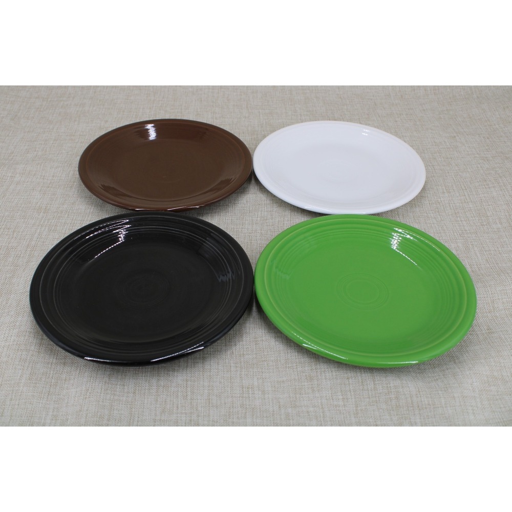 Fiesta Ware 7 ¼" Salad Plate Black, White, Shamrock, Chocolate--Set of 4